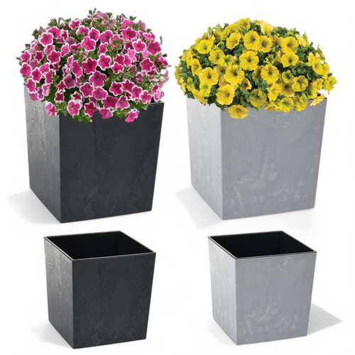 Blumentopf groß eckig beton - eckig,